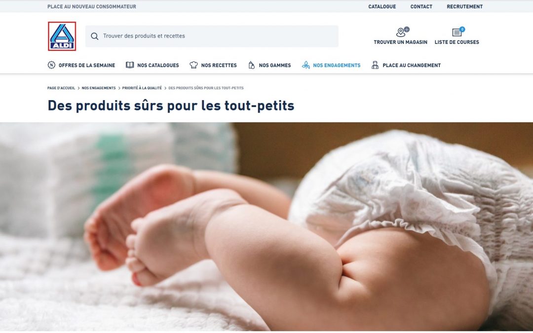 www.aldi.fr – Création d’une landing page « Des produits sûrs pour les tout-petits »