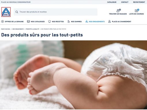 www.aldi.fr – Création d’une landing page « Des produits sûrs pour les tout-petits »
